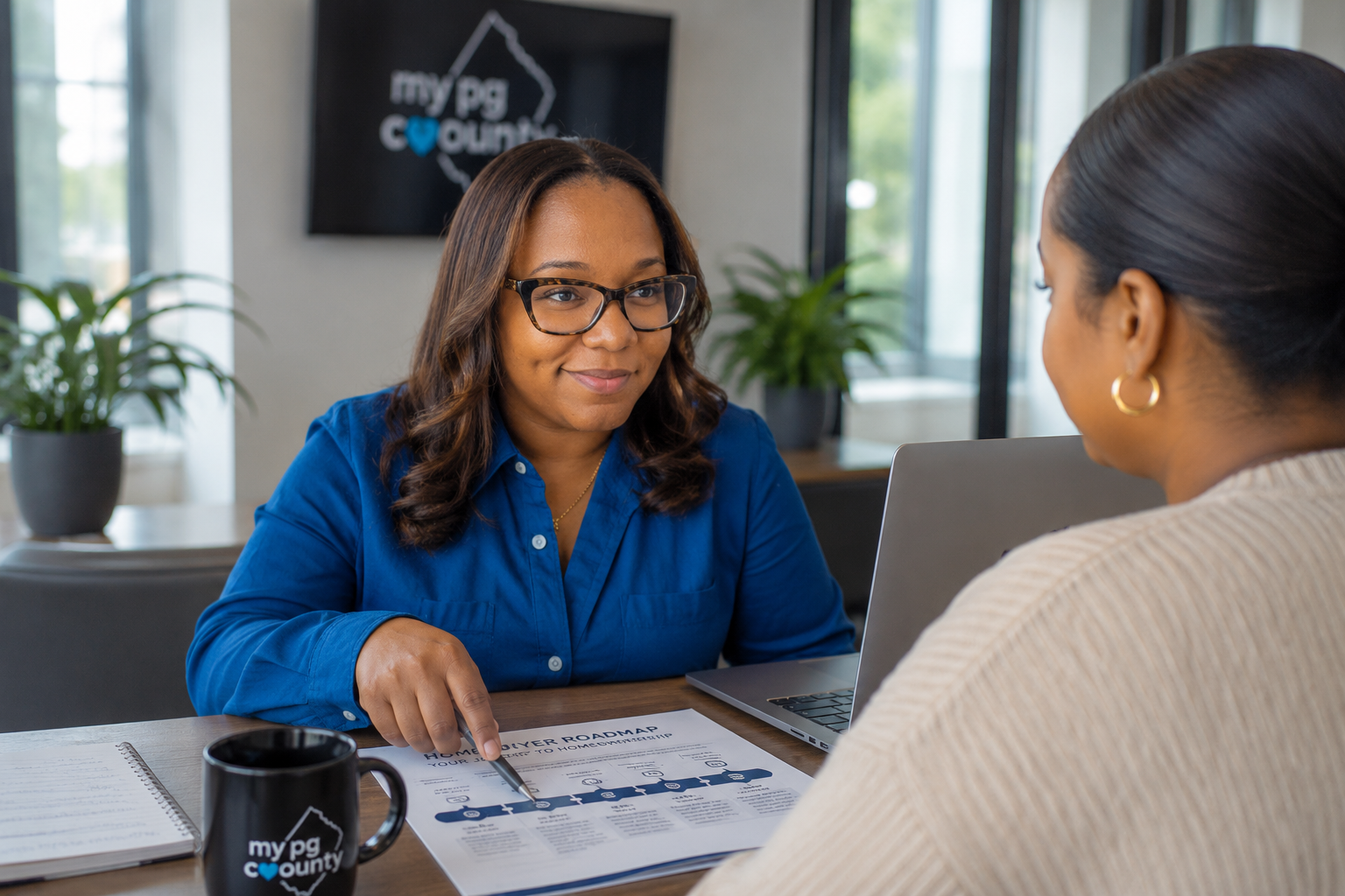 Quan consulting with a homebuyer